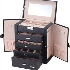 Faux Leather Lockable Jewelry Box